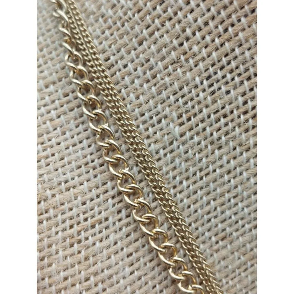 NWT Sequin Gold Tone & Blue Bead Collar Necklace Asymmetrical Paved Pendant 18